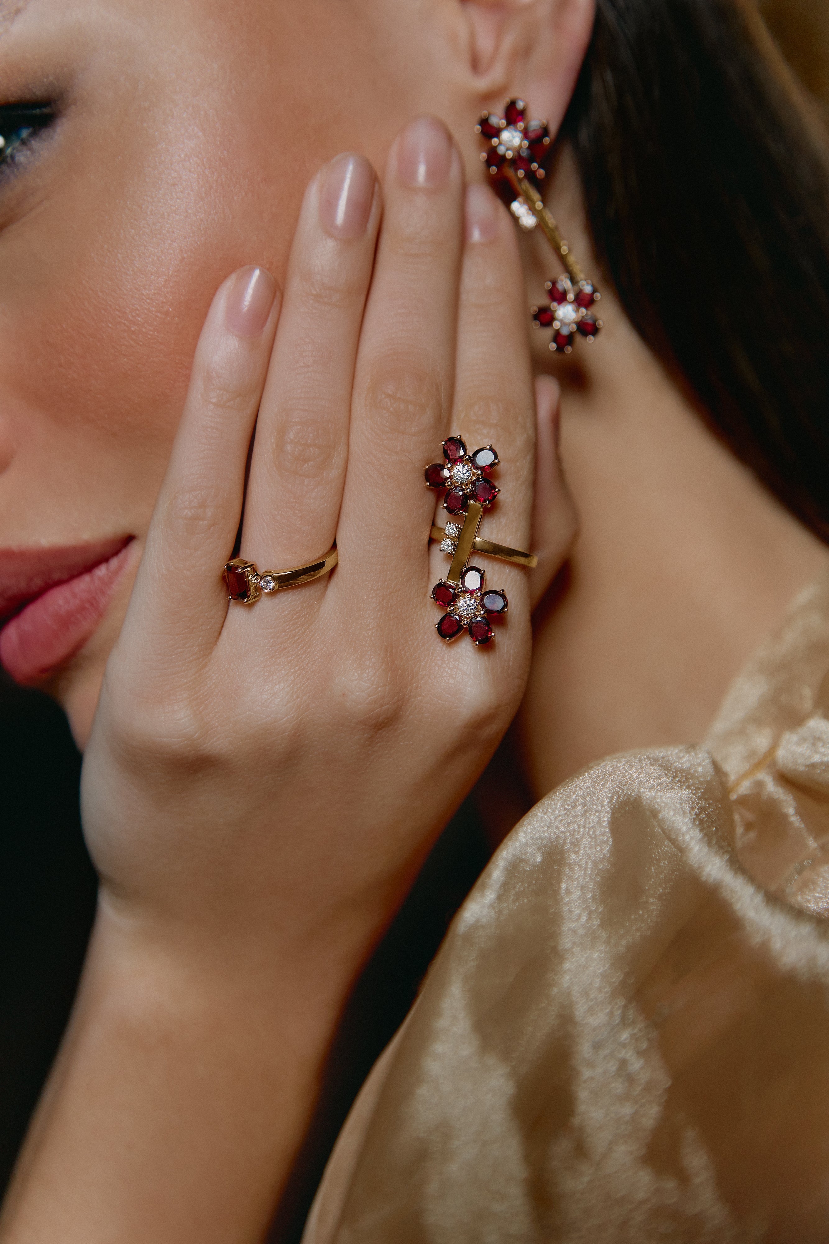 DOUBLE BLOSSOM RING - NOORA SHAMSI JEWELLERY