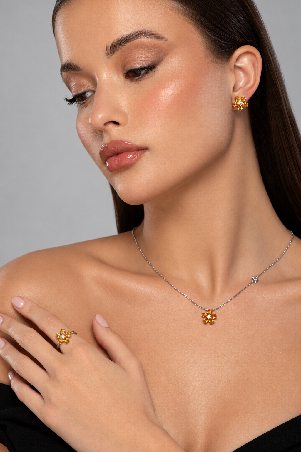 Citrine Blossom Earrings by Noora Shamsi Jewellery