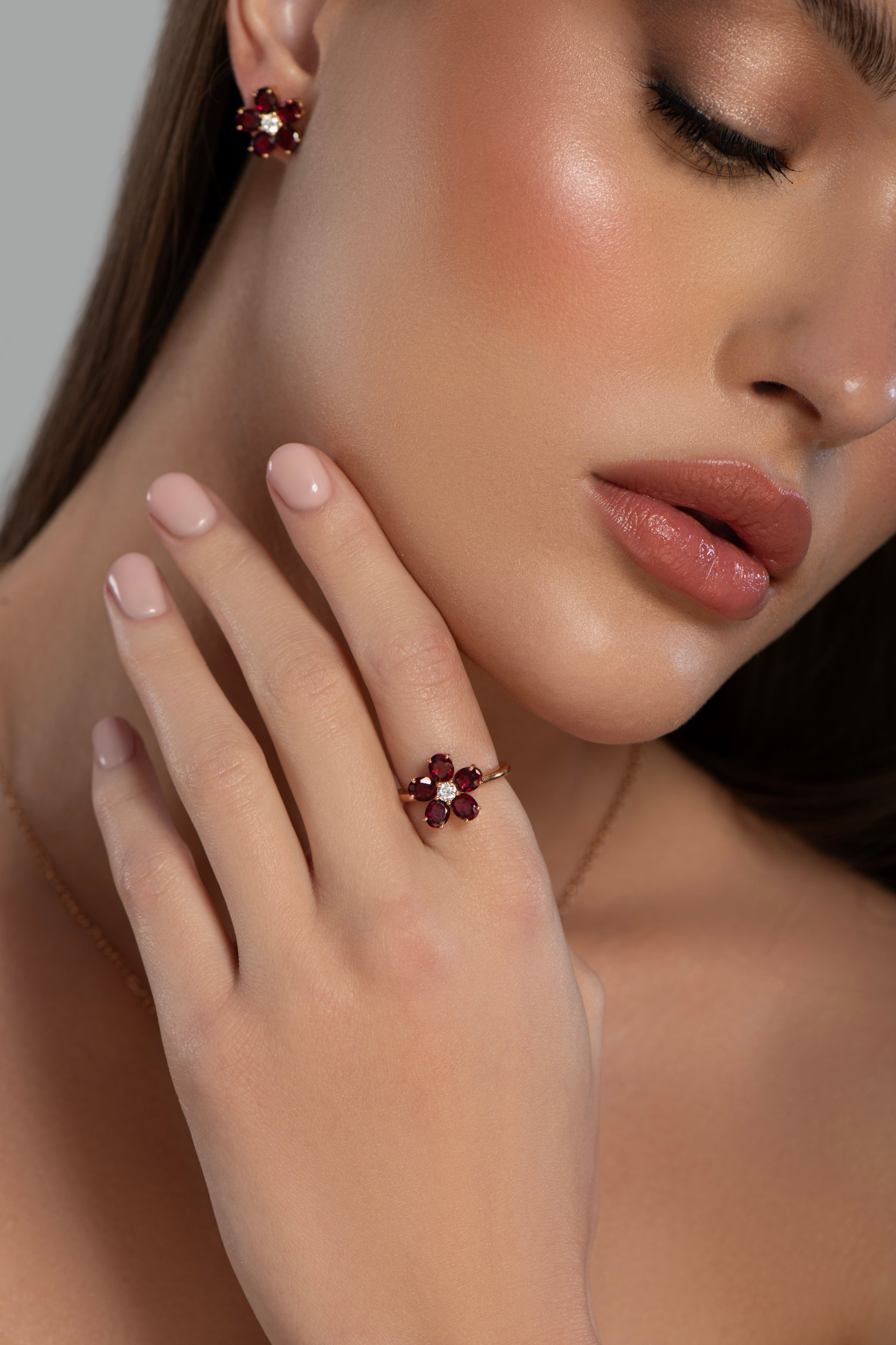 GARNET BLOOM RING - NOORA SHAMSI JEWELLERY