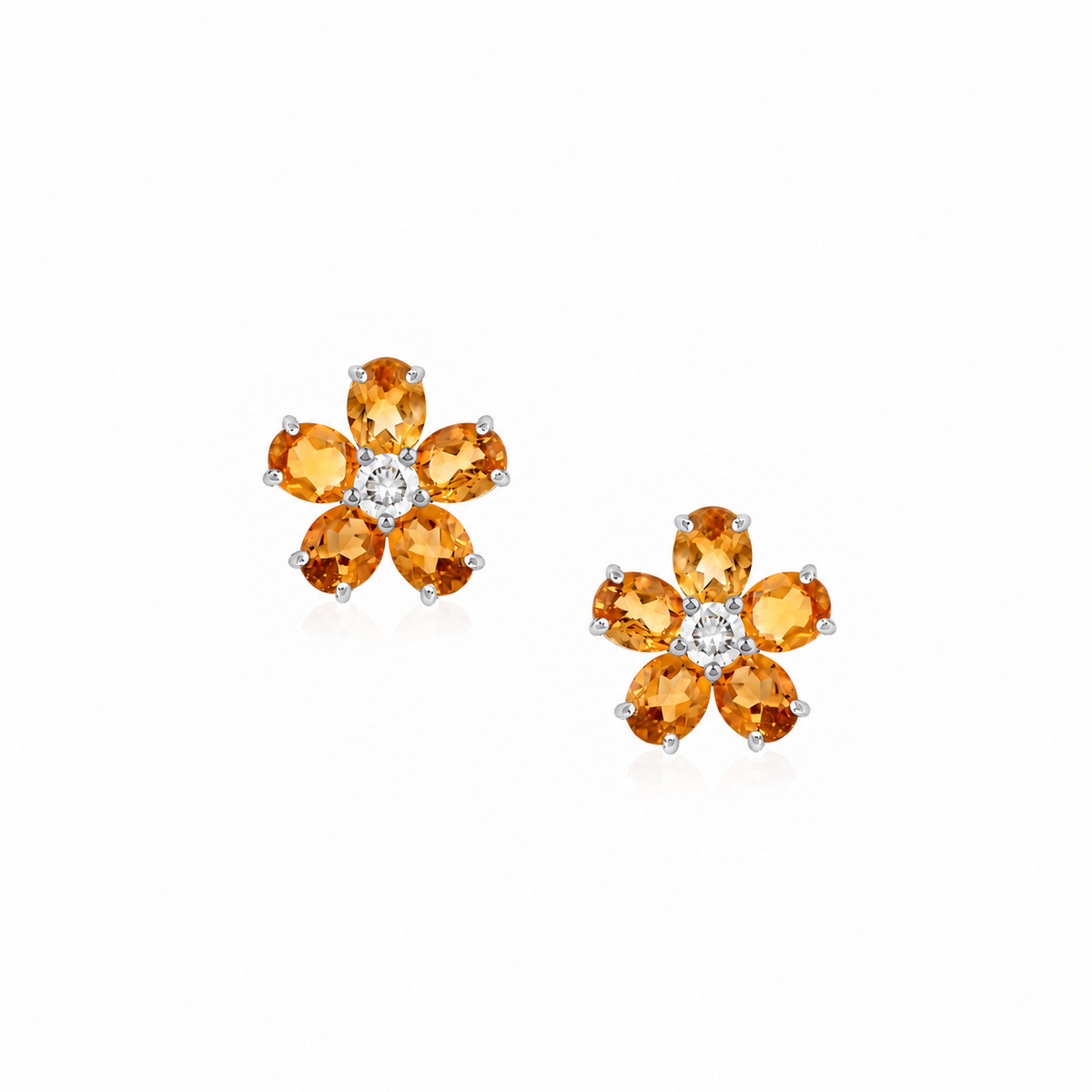 Citrine Blossom Earrings, floral citrine studs
