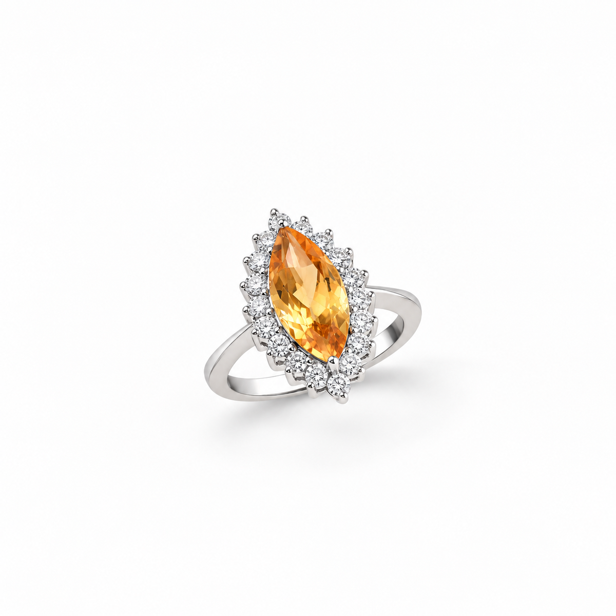 Citrine Blooms Ring with citrine and round diamonds
