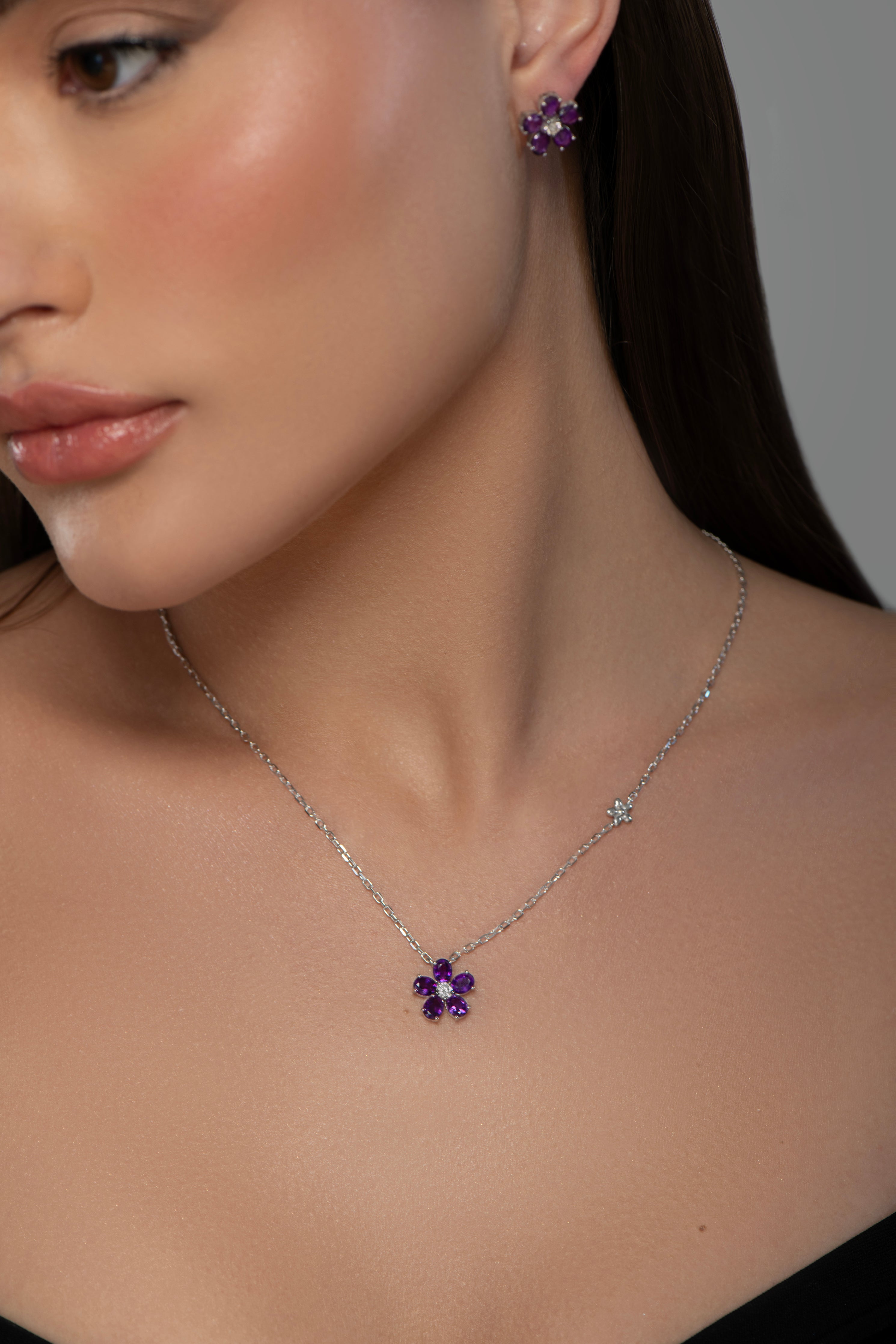 Amethyst Bloom Necklace - NOORA SHAMSI JEWELLERY