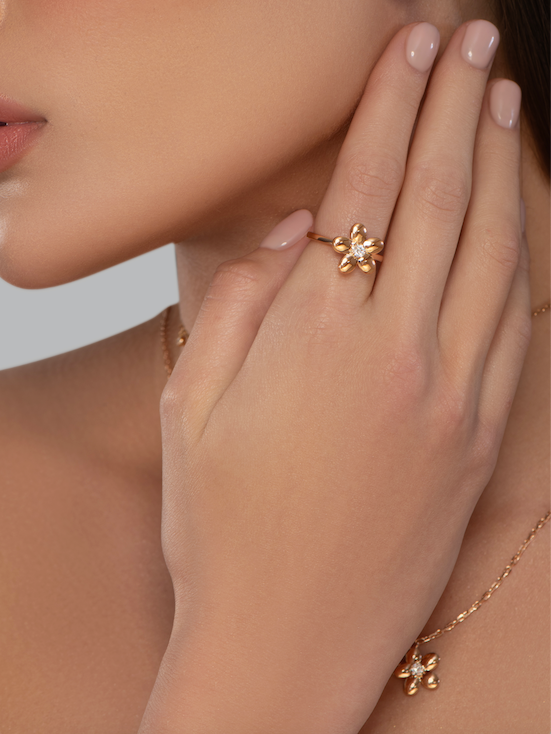 Gold Blossom Ring, detail view
