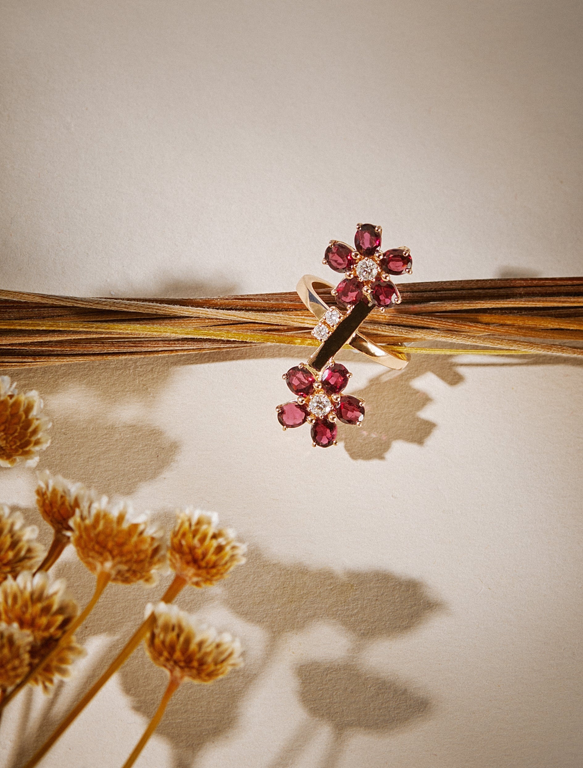 DOUBLE BLOSSOM RING - NOORA SHAMSI JEWELLERY